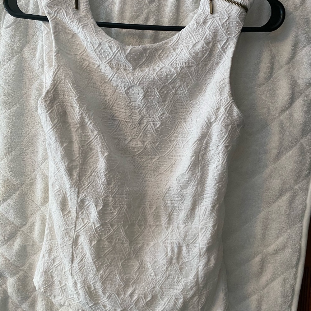 Zara Trafaluc White Tank Top Cut Out Back
